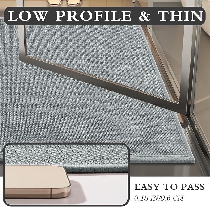 YIHOUSE Light Grey Bathroom Rug Sets 2 Piece, Bathroom Mat Quick Dry, Thin Bath Rug Set,Absorbent Bath Mat for Bathroom Non Slip Washable for Toilet and Floor 17"x24"+17"x32"