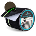 LifeGrip Anti Slip Traction Tape with Glow in Dark Green Stripe, 4 Inch x 15 Feet - Best Grip, Friction, Abrasive Adhesive for Stairs, Tread Step, Indoor and Outdoor, Black (4 inch X 15 feet)