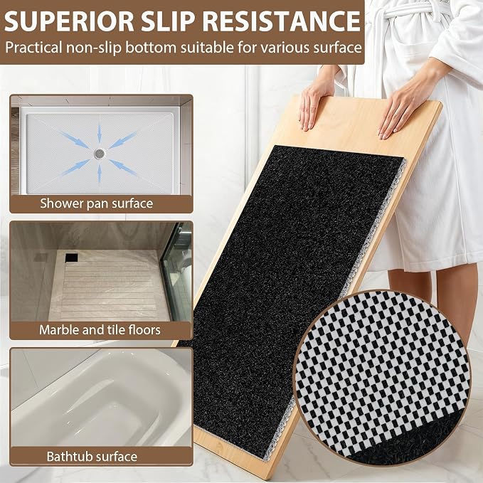 Shower Mat Non Slip: 35.4 x 23.6 Inch Extra Large Shower Mats for Inside Shower with Drain Hole - Soft PVC Loofah Anti Slip Shower Stall Mat for Walk-in Shower and Bathroom, Quick Drying