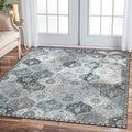 Lahome Moroccan Washable Area Rug 6x9, Ultra-Thin Large Living Room Rugs for Bedroom, Oriental Trellis Distressed Non Shedding Throw Carpet for Dining Room Office Elise, Blue