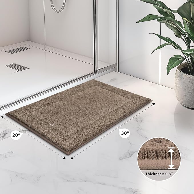 anllugs Bathroom Rugs 20" x 30", Non-Slip Extra Soft Absorbent Bath Rugs, Machine Washable Quick Dry Bath Mats for Bathroom Floor, Shower, Bathtub and Sink, Grayish Brown & Coffee