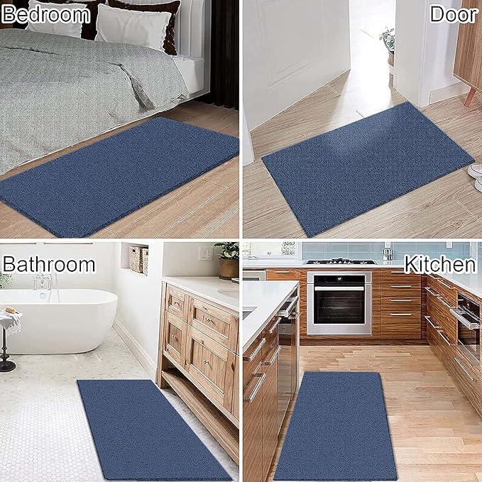 godehone Shower Mats Non Slip Without Suction Cups, PVC Loofah Bathroom Mats, Loofah Mats for Shower and Bathroom, Quick Drying, 23.6× 47.2 Inch, Blue