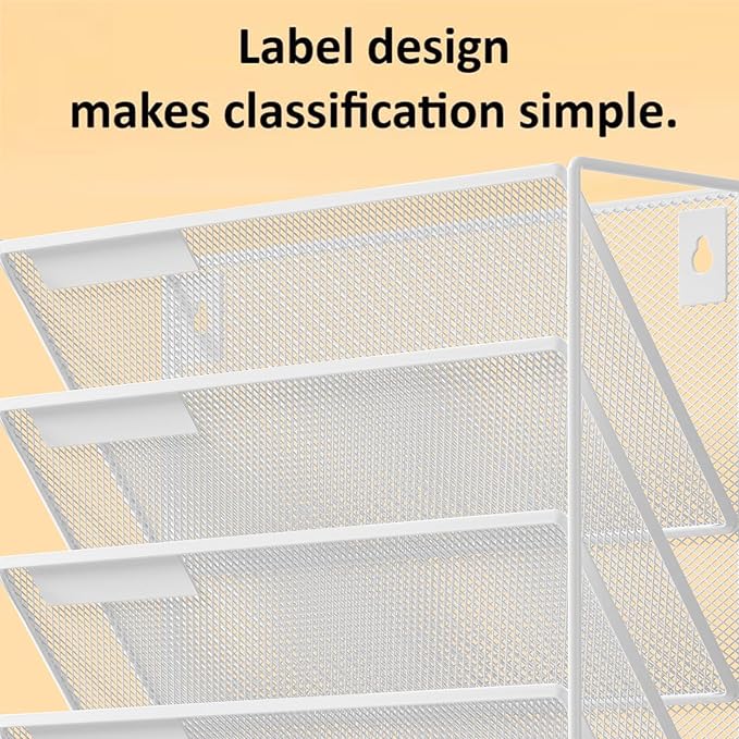 Kuntine.B 6-Tier Wall File Organizer Hanging File Organizer Cubicle Organizer Wall File Holder for Office Home (White, 6 Tier)