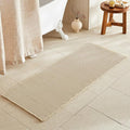 TYUU Pale Beige Long Bathroom Rug, Waffle Runner Rug Bathroom Non Slip Washable Super Absorbent Quick Dry Boho Farmhouse Bath Mat, 60''x24'' Pale Beige
