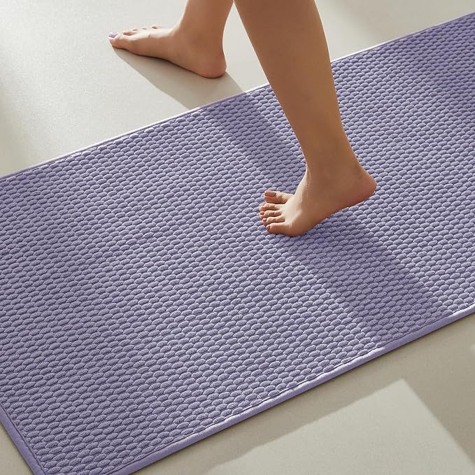 TYUU Bathroom Runner Rug, Long Bath Mat Washable Thin Quick Dry Low Pile Bathroom Runner Rugs 24 x 60 Non Slip, Lavender 24"x60"