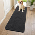 Smiry Dog Door Mat for Muddy Paws 59x20, Absorbent Dirt Trapper, Non-Slip Washable Chenille Entryway Rug for Inside Floor, Black, Classic Solid