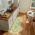 RELEANY Area Rugs Runner 2'x5' Washable Non-Slip, Floral Vintage Distress Medallion Carpet for Kitchen Hallway Bedroom Beside Laundry Room Bathroom, Sage Green Yellow