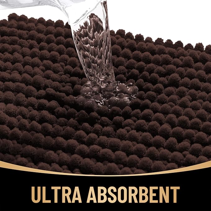 OLANLY Thick Bathroom Runner Rugs 59x24, Extra Soft Absorbent Chenille Bath Rugs, Rubber Backing, Machine Wash Dry, Long Bath Mats for Bathroom Floor, Tub and Shower, Home Decor Accessories, Brown