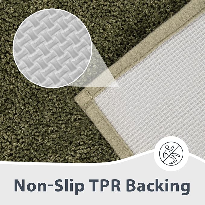 anllugs Bathroom Rugs 24" x 36", Non-Slip Extra Soft Absorbent Bath Rugs, Machine Washable Quick Dry Bath Mats for Bathroom Floor, Shower, Bathtub and Sink, Checkered Budding Green & Sage Green