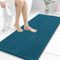 OLANLY Long Bathroom Rugs Runner 47x20, Thick Soft and Absorbent Chenille Bath Mat, Non-Slip, Machine Washable Quick Dry Bath Rugs for Tub Shower Floor, Home Decor Accessories, Peacock Blue