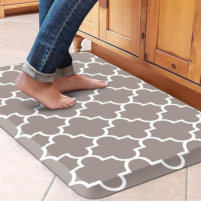 WISELIFE Kitchen Runner Rugs Anti-Fatigue mats,17.3"x 28",Non Slip Waterproof Ergonomic Comfort Mat for Kitchen, Floor Home, Office, Sink, Laundry,Khaki