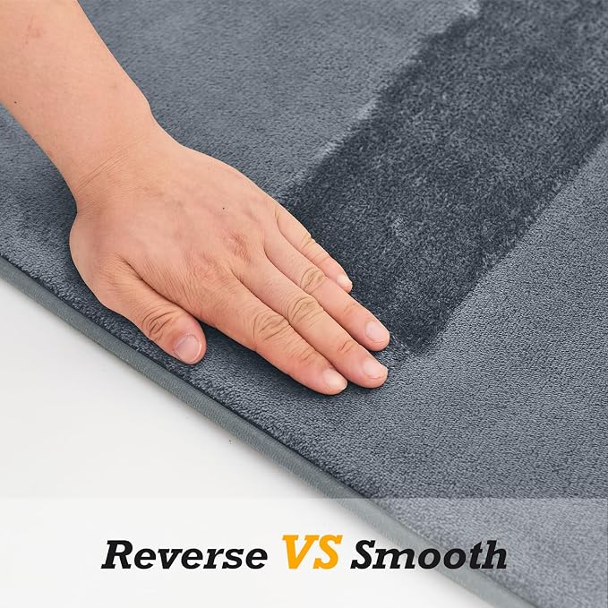 HUXMEYSON Bathroom Rugs Sets 2 Piece, Non-Slip & Quick Dry Bath Mat Set, Ultra Soft Velvet Bath Rugs for Bathroom, Toilet and Shower Floor, Grey