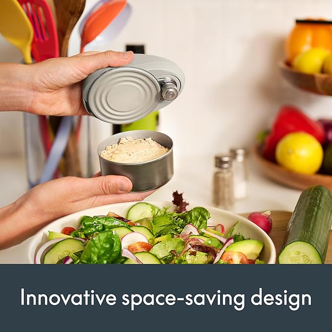 bella Automatic Can Opener, Hands Free, Battery Operated, Cordless, Stainless steel blade to open any Size Can with Magnet to Safely Remove Lid, Seamless Opening Decreases Sharp Edges, Oatmilk