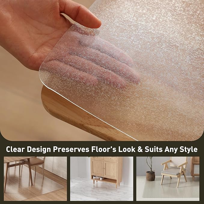 Clear Plastic Area Mat for Under Dining Table, 4'×6' Large No Slip Waterproof Vinyl Area Rug for Home, Anti-Spill Hard Floor Protector Cover, Splat Mat for Under High Chair, Easy Clean Floor Mat