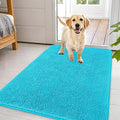 OLANLY Dog Door Mat for Muddy Paws 44x32, Absorbs Moisture and Dirt, Absorbent Non-Slip Washable Doormat, Quick Dry Chenille Mud Mat for Dogs, Entry Indoor Entryway Carpet for Inside Floor, Aqua Blue