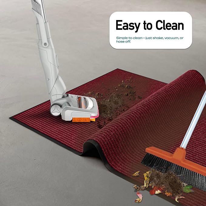 MaxMat® Extra Large Commercial Door Mat, Rubber Border Heavy Duty Door Mat, Waterproof, Low-Profile, Easy to Clean, Rubber Entry Mat. (Red, 4 x 6 Feet)