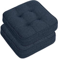 GOFORIT Memory Foam Cushion，Square Seat Cushions for Dining Chairs,Non-Slip Chair Pads with Removable Cover, 16'' x 16'', 2 Pack,Dark Blue