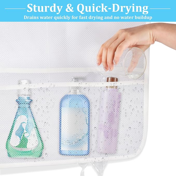 2 Pack Mesh Shower Caddy Hanging Organizer with 7 Pockets, Quick Dry Bathroom Storage Bag, Cruise Cabin and Dorm Essentials for Travel, Toiletry Organizer for Shampoo Soap