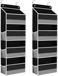SpaceHacks 2 Pack Over The Door Organizer, Hanging Storage Organizer with Clear Window, 40lb Ultra Sturdy Large Capacity Room Organizer for Pantry Laundry Bathroom Nursery Closet (Black)