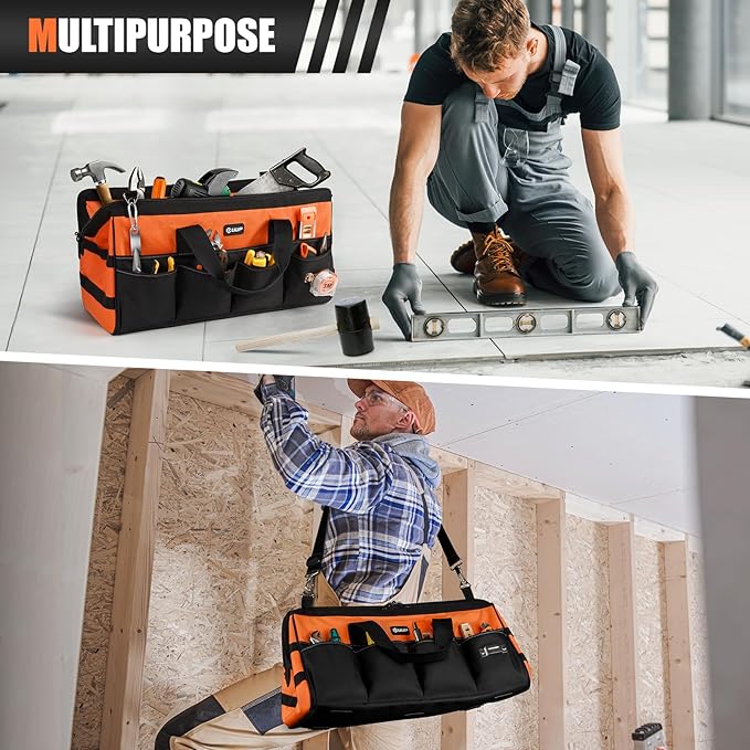 UUP Heavy Duty Tool Bag 20-Inch, Extra Large 16-Pocket Portable Empty Tool Box Organizer Storage, Toolbox Organization, Soft Handle Carrying Toolbag with Zipper, Father Dad Men Mechanic Birthday Gift