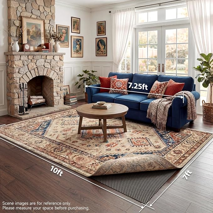 Veken 7x10 Ft Rug Pad Gripper for Hardwood Floors, Non Slip Rug Pads for Area Rugs, Thick Dark Grey Rug Grippers for Tile Floors, Under Carpet Anti Skid Mat, Keep Your Rugs Safe and in Place
