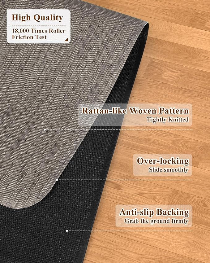 Soimeat Office Chair Mat for Hardwood Floor, 35.4" x 47.2" Non-Slip Desk Computer Chair Mat, PVC Floor Mat for Rolling Chair, Heavy Duty Wood/Tile Floor Protector Desk Rug for Home, Dark Brown