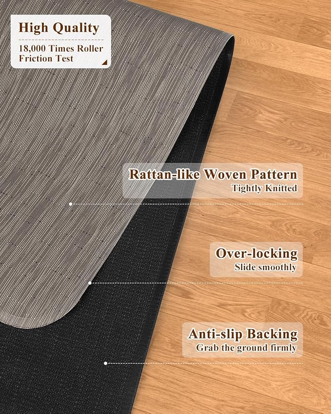 Soimeat Office Chair Mat for Hardwood Floor, 44.9" x 53.1" Non-Slip Desk Computer Chair Mat, PVC Floor Mat for Rolling Chair, Heavy Duty Wood/Tile Floor Protector Desk Rug for Home, Dark Brown