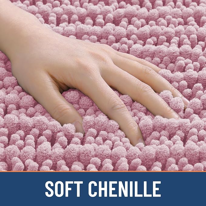 Smiry Bathroom Rugs Mat 40x32, Extra Soft Absorbent Chenille Bath Rugs, Non Slip Rubber Backing Machine Washable Quick Dry Bath Mats for Bathroom Floor, Tub, Shower, Home Decor Accessories, Dusty Rose