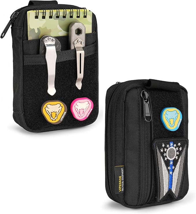 VIPERADE VE26 EDC Pouch Organizer with 11 Compartments, Small Tool Pouch with DIY Patches Area, EDC Pocket Organizer for Mutitools
