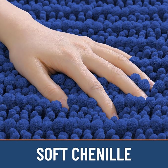 Smiry Bathroom Rugs Mat 30x20, Extra Soft Absorbent Chenille Bath Rugs, Non Slip Rubber Backing Machine Washable Quick Dry Bath Mats for Bathroom Floor, Tub, Shower, Home Decor Accessories, Royal Blue