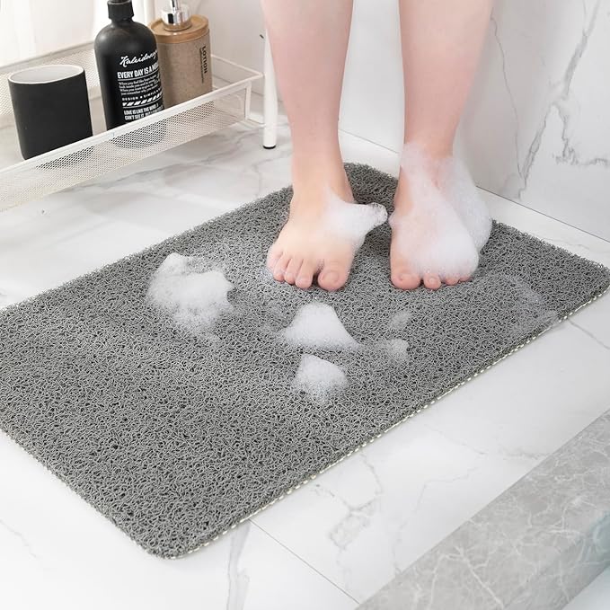 Hargiis Non-Slip Bathtub Mat, Anti Slip Shower Mat, Fast Drying Bathtub Mats, Foot Scrubber Mat, Anti Slip Mat for Tub, Floor, Bathroom, Kitchen, Home, Hotel (Grey 47"×16")