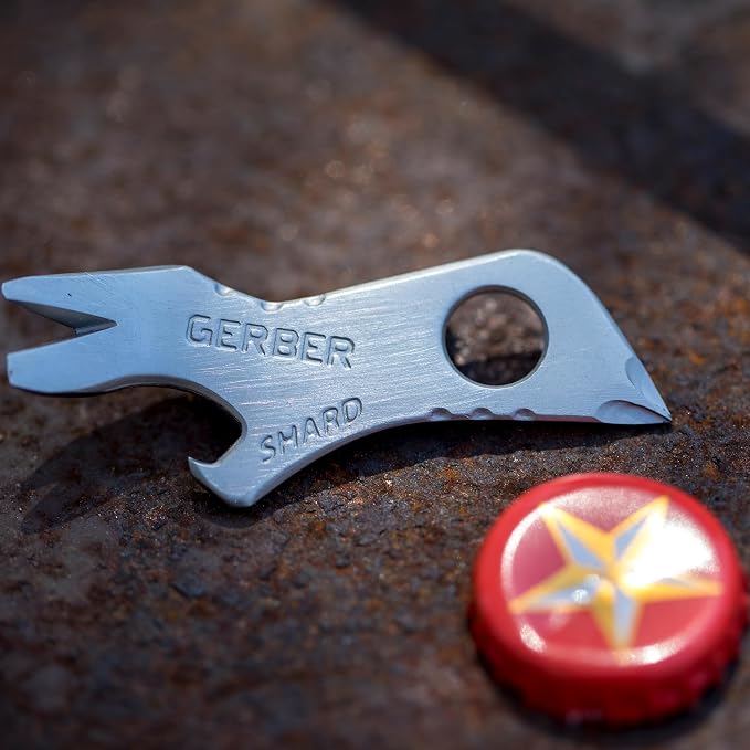 Gerber Gear Shard 7-in-1 Keychain Multitool - Screwdriver, Bottle Opener, EDC Compact Tool - Fathers Day Dad Gifts, Gifts for Men, Silver