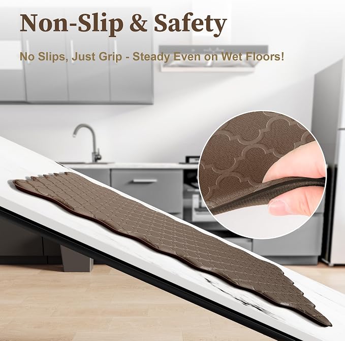 Arenarug Upgrade Scalloped Embossed Kitchen Mats for Floor 2PCS Cushioned Anti Fatigue Waterproof Foam Kitchen Rugs Non Slip Washable Comfort Standing Mat for Sink Laundry, 24"x39"+24"x59", Brown