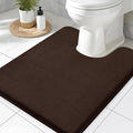 Smiry Memory Foam Toilet Rugs U-Shaped 24x20, Extra Soft Absorbent Non-Slip Contour Bathroom Rugs, Machine Washable Bath Mats for Toilet, Brown