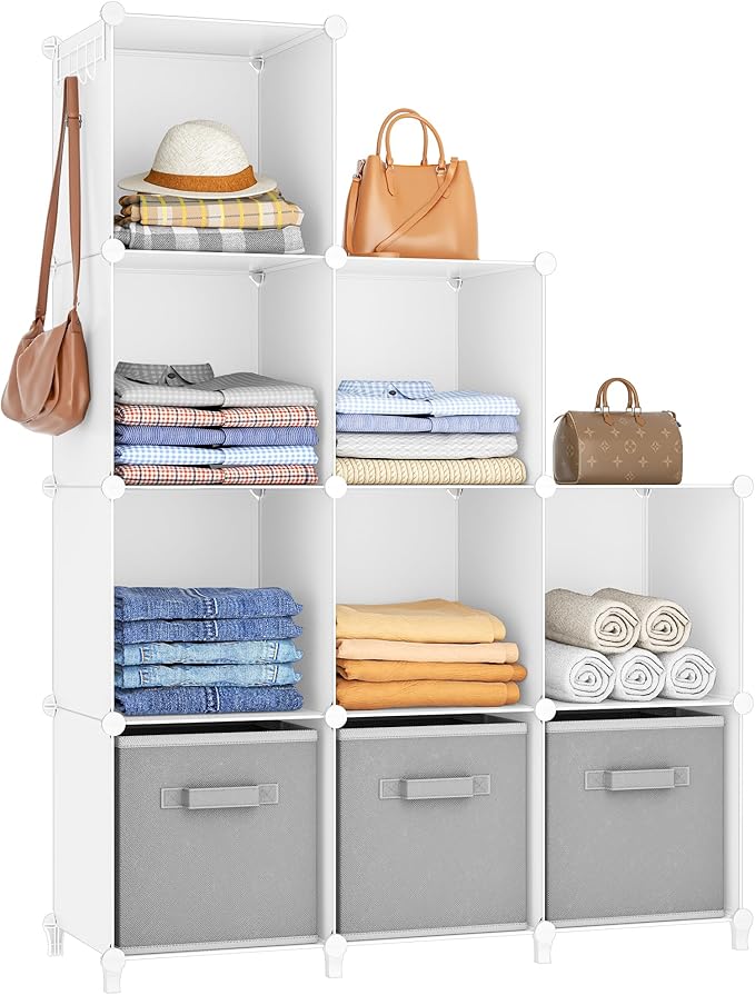 HOMIDEC 9 Cube Storage Organizer, Cubes Shelves for Living Room, Bedroom, White