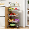 HapiRm Fruit Basket Kitchen Cart - 5 Tier Adjustable Vegetable Storage Rack, Large Capacity Rolling Kitchen Carts on Wheels for Snack Onion and Potato Storage