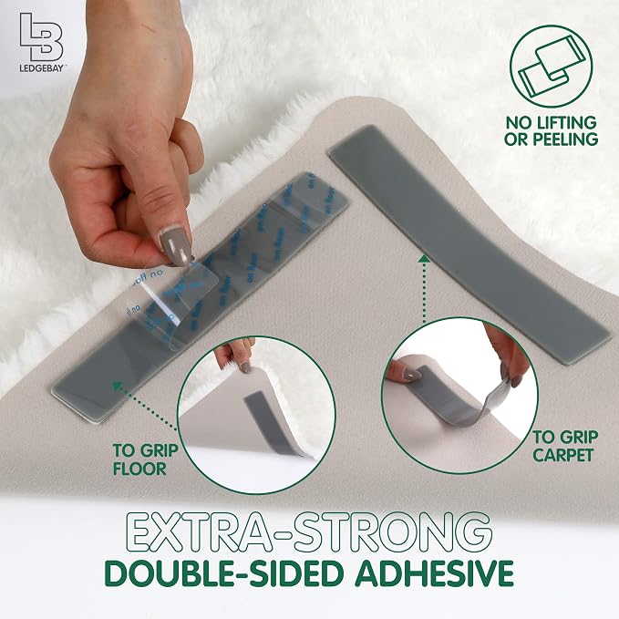Ledgebay Rug Pad Grippers for Area Rugs Pack of 17 Reusable, No Skid, Washable, Anti-Slip Pads, Rug Gripper for Hardwood Floors and Tile with Double-Sided, Self Adhesive Rug Tape to Keep Rugs Flat