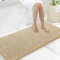 Smiry Luxury Chenille Bathroom Rugs 47x20, Extra Soft and Absorbent Shaggy Bath Mat, Machine Washable, Non-Slip Plush Carpet Runner for Tub, Shower, and Floor, Home Decor Accessories, Beige
