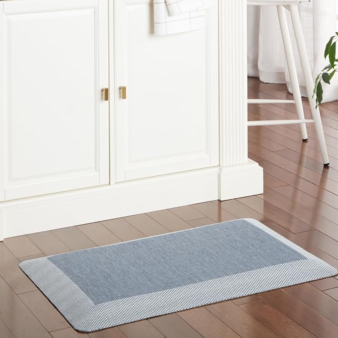 MARTHA STEWART Mira Modern Heathered Anti-Fatigue Air-Infused Kitchen Mat, Blue, 19.6"x32"