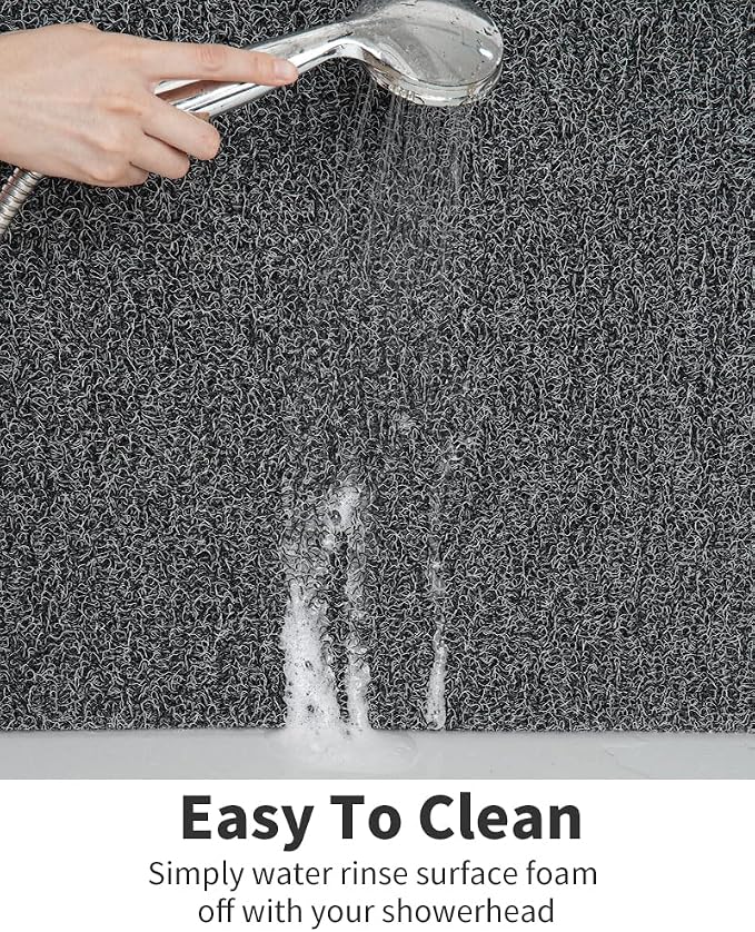 Non Slip Shower Mat, Comfortable Bath mat for Textured Surface,Quick Drying Easy Cleaning Shower Floor Mat for Wet Area,Without Suction Cups 24x24 Black