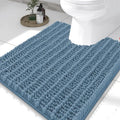 Smiry Bathroom Toilet Rugs U Shaped 24x20, Extra Soft Absorbent Non Slip Rubber Backing Chenille Contour Bath Rugs for Toilet, Machine Washable Contoured Bath Mats, Grayish Blue