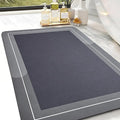 Mordem Large Bath Mat Rug, Rubber Non Slip Bath Mat Super Absorbent Quick Dry Bathroom Floor Mat Thin Bathroom Rugs Fit Under Door-Shower Rug for in Front of Bathtub Shower,Dark Gray, 23.6"x35.4"