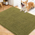 OLANLY Dog Door Mat for Muddy Paws 40x32, Absorbs Moisture and Dirt, Absorbent Non-Slip Washable Doormat, Quick Dry Chenille Mud Mat, Entry Indoor Entryway Carpet for Inside Floor, Willow Green