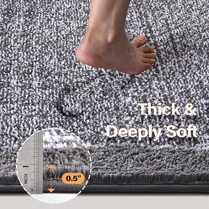 48x32 Large Bathroom Rugs Washable Non Slip, Grey Bath Mat for Bathroom Floor Tub, Soft Absorbent Quick Dry Mats for Shower, Bathtub,Home Decor