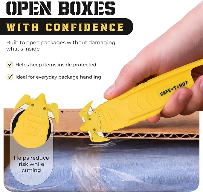 Safe•T•Kut Safety Box Cutter 20 Pack – Enclosed Blade Safe Utility Knife for Opening Boxes, Packaging, Plastic Wrap, Tape & Zip Ties