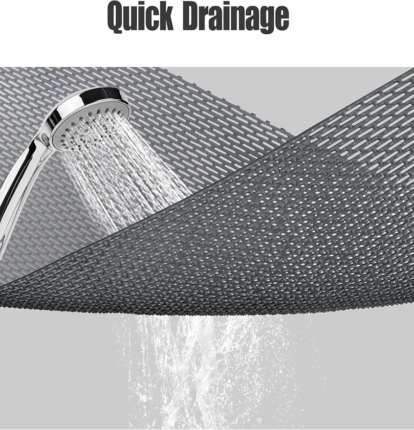 Extra Large Non Slip Shower Mat, Yonala 59.1" x 35.4" Anti Slip Oversize Shower Mat for Inside Shower, Big Trimmable PVC Shower Floor Mat for Shower Stall, Bathroom, Tub, Quick Drying Matt