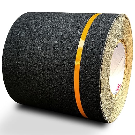 S&X Heavy Duty Anti Slip Tape 6 Inch x 60 Ft, 2X Longer Enhanced Adhesive Grip Tape with Reflective Strip, Outdoor Stair Treads Non-Slip for Steps Ramps Boats Decks Long-Lasting