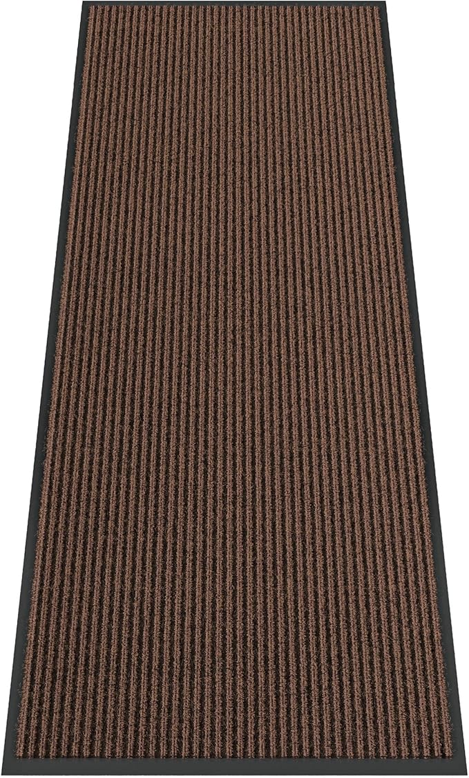 Indoor Outdoor Door Mat, 10' x 3' Doormat for Entryway, Rubber Backing Non Slip Front Door Mat Outside Entrance, Super Absorbent Commercial Floor Mat for Home Office, Brown