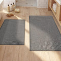 YIHOUSE Thin Bath Mat Dark Grey Bathroom Rugs Sets 2 Pieces, Non Slip Absorbent Mats Quick Dry, Woven Rugs Washable, Tapetes para Baño for Bathroom Toliet,Bathtub(17"x24"+17"x32")