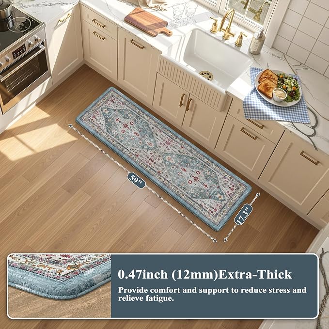 Collive Kitchen Mats for Floor, Cushioned Anti Fatigue Kitchen Rugs Waterproof Sink Rugs Non Slip, Soft Comfortable Standing Mats for Office, Laundry, 17”x59”
